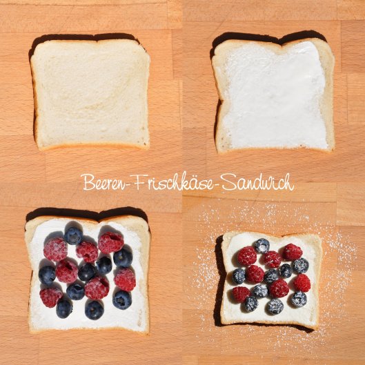 Beeren-Frischkäse-Sandwich // Sandwich de queso crema con berries