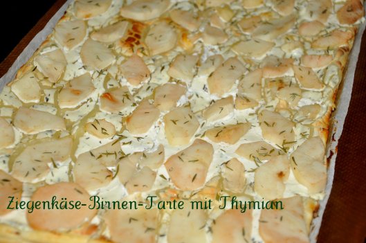 Birnen-Ziegenkäse-Tarte mit Thymian {Tarta de queso cabra con peras y tomillo}
